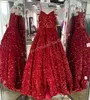 Dresses Iridescent Girl Pageant Dress 2023 Velvet Sequin Beading OffShoulder little Kid Birthday Formal Party Gown ALine Toddler Teens P