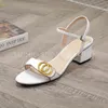 Designer Sandals Classic High heels Fashion Slides Women Dress Shoes Lady Metal Belt Buckle Sandal With Box 35-41