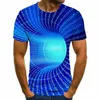 T-shirt da uomo 2023 T-shirt da uomo Vortex tridimensionale stampata in 3D Summer O-Collo Camicia divertente casual quotidiana