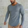 T-shirts pour hommes Hommes Mode Gymnases Bodybuilding Sporting T-shirts À Manches Longues Fitness Hommes Solide Haute Qualité