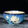 Skålar japansk kreativ keramik liten ris skål handmålade blommor handgjorda ugn byter restaurang bordsartiklar personlig