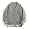 Erkekler Sweaters 2023 İngiliz Retro Hırka Koreli Harajuku Akademik Örme Pullover Hip Hop Sokak Giyim Gevşek Triko Tops 230302