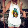 Women's Tanks Tank Top Women Harajuku Vintage Pineapple Print Tshirt Female Camisole Sexy Sleeveless Loose Beach Sports White Vest Tops