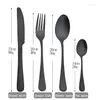 Dinnerware Sets Durtens 24Pcs Black Set Stainless Steel Kitchen Tableware Steak Cutlery Knives Fork Spoon Flatware Drop