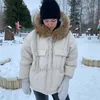 Женские падения Parkas ailegogo большой настоящий еновый еновый мех женщины зима 90% белая утиная рубашка с капюшоном с толстым теплым снежным коротким изрыванием