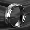 Fashion Black Stainless Steel Rings Groove Multi Faceted Ring For Men Women Engagement Anniversary Gifts