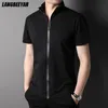 Men's T-Shirts Top Grade Summer Brand Designer Tops Trendy Cool Men Tshirt With Zipper Solid Color Short Sleeve Casual Fashion Men Clothes 230302