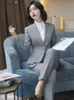 女性のスーツブレザーファッションビジネスパンツスーツ女性2ピースセットレディズボンジャケットブレザーセットフォーマルワークスーツ女性服の服230302