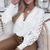 Frauen Blusen Vintage Elegante Weiße Spitze Hemd Frauen Lange Herbst Hülse Häkeln Bluse Hohl Tops Shirts Weibliche Blusas