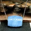 Chains Pendant Necklace Top Natural Beryl Blue Morganite Jewelry For Woman Lady Man Crystal 18x14mm Beads Stone 925 Silver