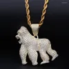 Pendant Necklaces Animal Iced Out Gorilla Necklace With Chain Fashion 2 Colors Zircon Mens Hip Hop Jewelry