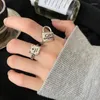 Cluster Rings GSOLD Vintage Silver Color Metal English Letter Goodluck Lock Simple Open Ring For Women Fashion Party Jewelry