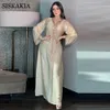 Casual Kleider Muslim Kleid Samt Dubai Türkei Arabisch Oman Abaya Herbst Frauen Diamant Perlen Marokkanischen Kaftan Islamische Kleidung Jalabiya 230302