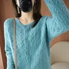 Women's Knits Tees Women Pure Cashmere Cardigan Sweater Fashion O-Neck Hollow Large Size Coat Spring Autumn 100%Wool Knit Shirt Female Jacket 230302