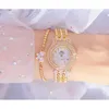 Montres-bracelets dames montre-bracelet Bracelet montres ensemble mode robe strass diamant pour femme argent horloge