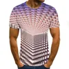 メンズTシャツ2023 3次元渦男性Tシャツ3Dプリント夏O-ネックデイリーカジュアル面白いシャツ