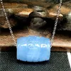 Chains Pendant Necklace Top Natural Beryl Blue Morganite Jewelry For Woman Lady Man Crystal 18x14mm Beads Stone 925 Silver