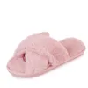 Slippers Women Fashion Warm Fluffy Slippers Cozy Faux Fur Cross Indoor Floor Slides Flat Soft Furry Ladies Female Celebrities Flip Flops 230302