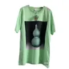 Women's T-Shirt Designer 23 Chinese style ceramic series green gourd printing short sleeve round neck bowl pattern casual T-shirt 0J9Q