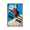 New York St Moritz Ski Plaque en métal en étain Ski en hiver Plaque en étain Stickers muraux Peinture en fer Garage Plaques décoratives pour la maison Panneau personnalisé Taille 30 x 20 cm w01