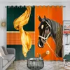 Tende per tende Decorazioni per la casa Tende per soggiorno Trattamenti per finestre Stampa di alta qualità Cavallo arancione Moda Stile moderno per camera da letto