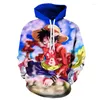 Erkek Hoodies 3D Baskı Harajuku Pirate King Populaire Comfortabele Hipster Erkek / Kadın Mod Kapşonlu Sweatshirt