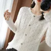 Women's Knits Tees Women Pure Cashmere Cardigan Sweater Fashion O-Neck Hollow Large Size Coat Spring Autumn 100%Wool Knit Shirt Female Jacket 230302