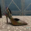 Fashions ppariesNo Box Safety Pin CrystalEmbellished Rhinestones Pumps Shoes skyhigh Heels spitze Zehensandalen Damen Luxury Designers Slingback Dress Shoe Even