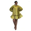 Vêtements ethniques printemps automne 2023 mode Style femmes africaines à manches longues col rond Polyester Mini robe robes pour