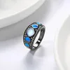 Bröllopsringar Vintage dubbellager Micro Pave Crystal Moonstone for Women Exquisite Blue Stone Ring Elegant Jewelry Gift Size 6-11