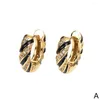 Boucles d'oreilles créoles mode distorsion entrelacement torsion métal pour femmes accessoires rétro géométrique Micro-incrusté Zircon émail bijoux