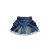 Saias novas meninas casuais Jean Skirts Ruffle Lace Criança Criança Cotton Denim Skirt Spring Autumn Roupos de bebê 1-11y Salia de meninas CC017 T230301