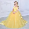 Kız Elbise Dantel Tül Çiçek Çocuk Çocuk Tören Elbise Prenses Balo Elbise Düğün Akşam Partisi Kleider