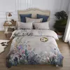 Beddengoed sets 100% Egyptisch katoen Amerikaanse maat beddengoed Queen King size 4 stks vogels en bloemen bladgrijs shabby dekbedovertrek laken kussenhoezen 230301