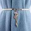 Cintos de moda feminina shrenstone fina de correia de corrente de metal fivela redonda para mulheres vestidos femininos de luxo femme femme