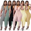 Yaz Artı Boyutu Kadın Tulumlar Tasarımcı Seksi Kolsuz Düz Renk Tulum Şişman Kadın Süt Ipek Mizaç Giyim