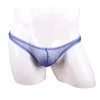 Underpants Mens Sexy Underwear Breathable Sheer Panties G-String T-Back Briefs Thong Open Back Penis Pouch Erotic Lingerie