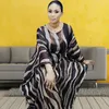 Ethnische Kleidung Afrikanische Maxikleider für Frauen Party Bunter Druck Wellenschnitt Punktstreifen Elegante lose Bazin Lange Robe Abend Nigeria Sexy