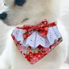 Chien Vêtements 1 pc Fleur Motif Triangle Écharpe Pet Collier Bib Cravate Cravates Festival Costume Accessoires