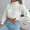 Women's Sweaters 2023 Women Autumn Winter Casual Twist Long Sleeve Turtleneck Crop Knit Sweater For Ladies Fashion All Match Tops