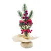 Dekorativa blommor jul konstgjord tallgren konen bär prydnad ljus bonsai skrivbord diy hem dekoration