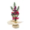 Fiori decorativi Natale artificiale Ramo di pino Cono Bacca Ornamento Luminoso Bonsai Tavolo da scrivania Decorazione domestica fai da te