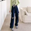 Kadınlar Kot Bahar Mavi Yırtık Kadınlar Yüksek Bel Tam Uzunluk Kore Gevşek Geniş Bacak Denim Pantolon Erkek Arkadaş Femme Vintage Pantolon
