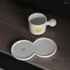 Cups Saucers Korean Creative Smile Cup With Dish Ceramic Coffee Or Tea Saucer Set Home Office Tableware Cute Milk Mug Plate Gift For Her