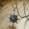 Chains 2023 Fashion And European America Titanium Steel Rudder Compass Personalized Pendant Necklace Suitable For Men's Jewelry