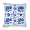 Oreiller moderne Delft bleu carreaux couvre canapé maison décorative Vintage motif Floral carré jeter étui 45x45 pour voiture Safa