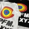 Homens camisetas 2021 CPFM XYZ Homens Mulheres Arco-íris Amor no Rally CPFM Cactus Plant Flea Market Tops Manga Curta