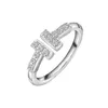 Designer Original T Ring V Diamond Index Index Index de vent froid Fritillaria Double blanc ou ouvert Tiffays