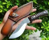 Fixad bladkniv av högsta kvalitet 9Cr18Mov Satin Blade Full Tang Red Sandalwood Handle Survival Tactical Knives With Leather Mante M06540