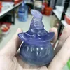 Figurines décoratives Naturel Violet Fluorite Sculpté Sorcière Évider Citrouille Figurine Guérison Cristal Décor À La Maison Fengshui Chance Halloween